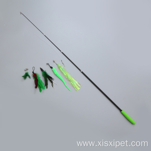 Green series of four-section telescopic feather cat teaser